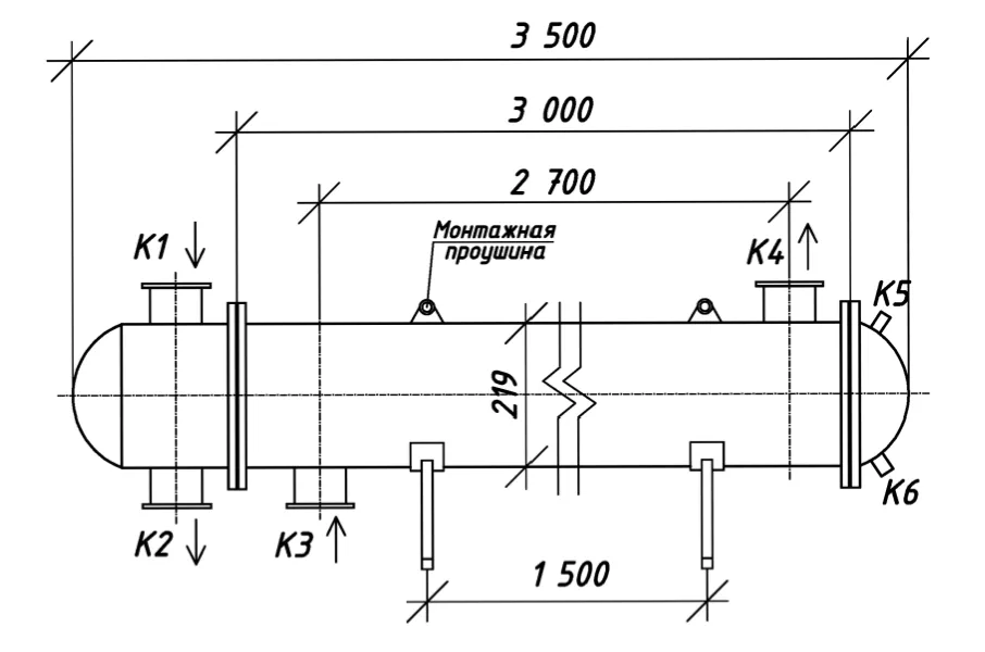 Кожухотрубный теплообменник КС-231076, Ру10, AISI 304, 70,2 м²