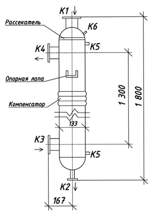 Кожухотрубный теплообменник КС 130-1,5СК-ПВ-Б, Ру10, AISI 304